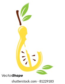 Bitten yellow pear vector illustration