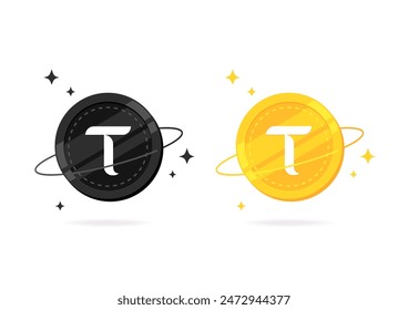 Bittensor (TAO) coin flat icon isolated on white background.