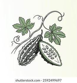 Bitter gourd vector illustration on a white background