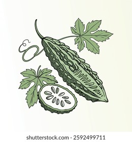Bitter gourd vector illustration on a white background