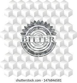 Bitter grey emblem with geometric cube white background