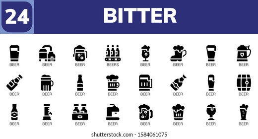 bitter icon set. 24 filled bitter icons.  Collection Of - Beer, Beers icons
