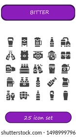 bitter icon set. 25 filled bitter icons.  Collection Of - Beers
