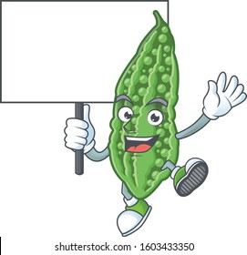 Bitter melon cute cartoon character style bring board