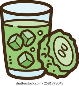 Bitter melon drink vector doodle illustration and graphic