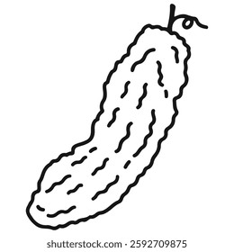 bitter melon icon with line art style