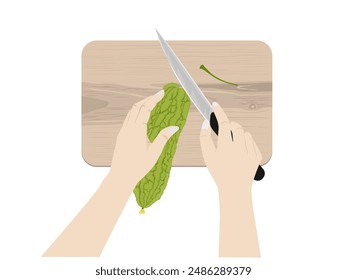 Bitter melon on a white background.
