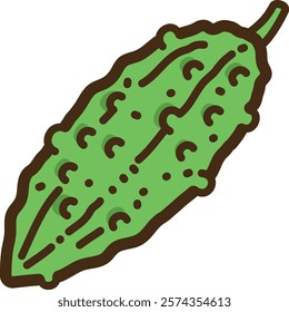 Bitter melon vector doodle illustration and graphic