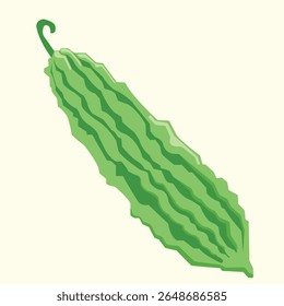 Ilustração vetor melão amargo, ampalaya veggie desenho animado ícone simples
