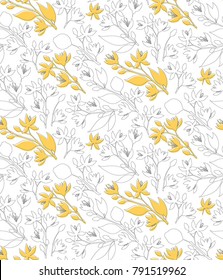 Bitter orange seamless pattern. Neroli blossom seamless texture. Branches of neroli flowers. Aromatherapy background. Citrus plant. 