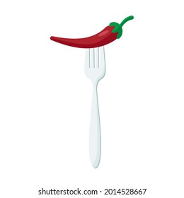 Bitter pepper on forks Concept of diet. Vector illustration. EPS 10
