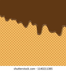 bitter sweet cocoa chocolate cream flavor ice cream texture layer melted on wafer background pattern wallpaper. vector illustration. punchy creative pastels and minimalism background with copy space