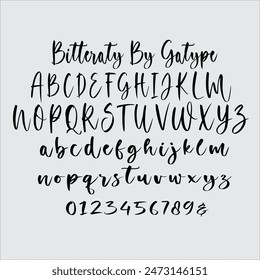 Bitteraty is a modern, handwritten, modern calligraphy font. The shape is modern and unique and the writing style is very natural.