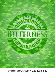 Bitterness green emblem with triangle mosaic background
