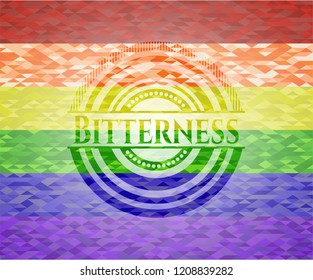 Bitterness on mosaic background with the colors of the LGBT flag