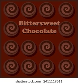 Bittersweet Chocolate poster with an illustration of a product made from this chocolate.