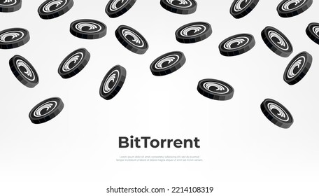 BitTorrent Token (BTT) falling from the sky. BTT cryptocurrency concept banner background.