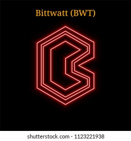 Bittwatt (BWT) cryptocurrency symbol. Vector illustration eps10 isolated on black background
