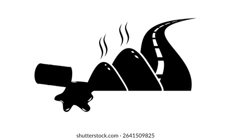 bitumen symbol, black isolated silhouette barrel