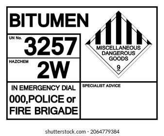 Bitumen UN3257 Symbol Sign, Vector Illustration, Isolate On White Background, Label .EPS10