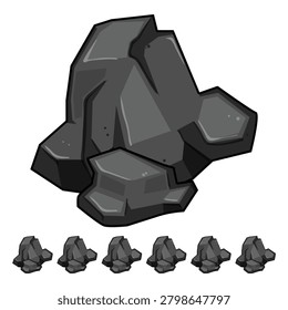 bituminous coal ore cartoon. lignite subbituminous, combustion reserves, deposits geology bituminous coal ore sign colorful illustration