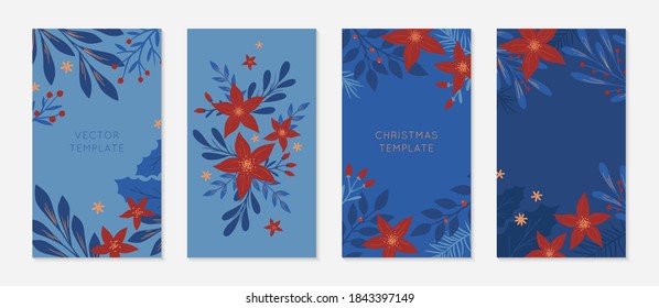 Biundle of Christmas and Happy New Year insta story templates.Holiday ad and promo concepts.Modern vector layouts.Xmas trendy design for social media marketing,digital post,prints,banners.