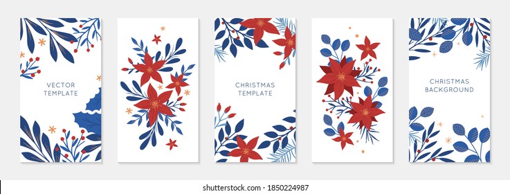 Biundle of Christmas and Happy New Year insta story templates.Holiday ad and promo concepts.Modern vector layouts.Xmas trendy design for social media marketing,digital post,prints,banners.