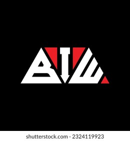 BIW triangle letter logo design with triangle shape. BIW triangle logo design monogram. BIW triangle vector logo template with red color. BIW triangular logo Simple, Elegant, and Luxurious design