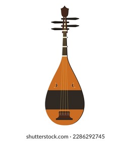 Biwa, Japanese Oriental Music Instrument - Vector Illustration Isolated