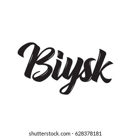 biysk, text design. Vector calligraphy. Typography poster. Usable as background.