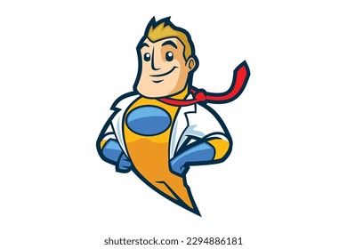 Biz hero superhero business cartoon mascot logo illustration vector