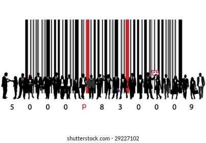 biz people and bar code