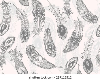bizarre feather, seamless pattern