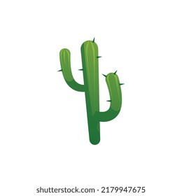 Bizarre green cactus with spikes flat style, vector illustration isolated on white background. Natural barbed desert plant, decorative design element, organic