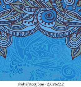 Bizarre hand drawn background  .  All objects are conveniently grouped on different layers and are easily editable.