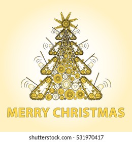 Bizarre Machine Christmas Tree Build Ground Stock Vector Royalty Free