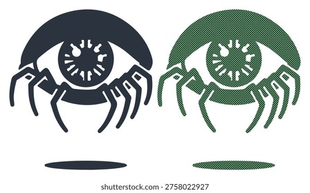Bizarre ocular creature floating, creepy bug anatomy, dark fantasy graphic, monster vision