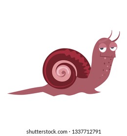 Bizarre purple snail flat icon. Book character, underwater world, slug. Mollusk concept. Vector illustration can be used for topics like zoology, nature, sea life