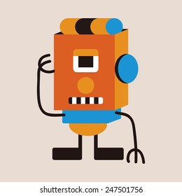 bizarre robot flat icon 