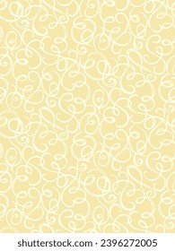 Bizarre romantic confusion yellow color round shape twirl thread bow knot openwork fond. Beige linear swirly sketch hand drawn in art retro curlicue scribble classic whorl funky style light lime paper