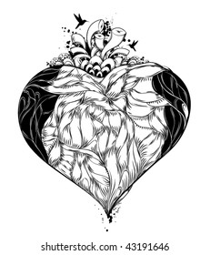 Bizarre vector illustration of heart.