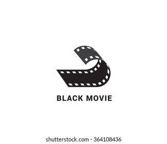 Bizarre vector logo in a contemporary style. Movie photos and video, black film.