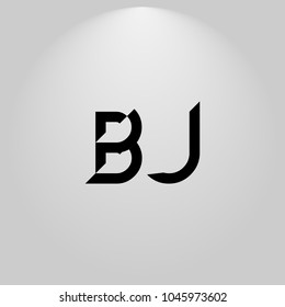 BJ Abstract Black Letters with white and gray background in highlight