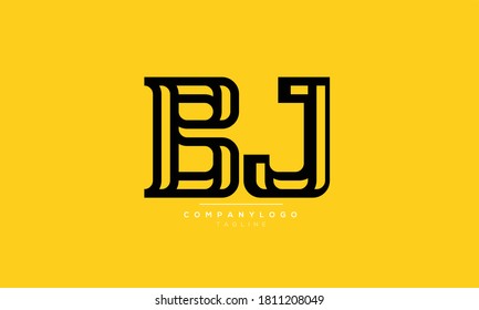 Diseño del logotipo del alfabeto de texto de letra monográfica de las iniciales abstractas de BJ