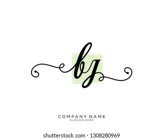 BJ B J Initial handwriting logo template