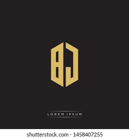 BJ B J Logo Emblem Capital Letter Modern Template EPS 10 With Black Background