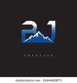 BJ Creative Mountain Logo Bold Gradient Letter mark Branding Design for Business Outdoor Brands