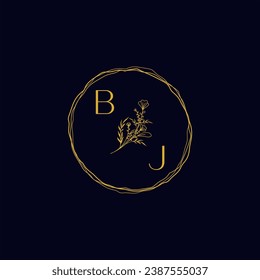 BJ elegant wedding initial logo in high quality professional design that will print well across any print media