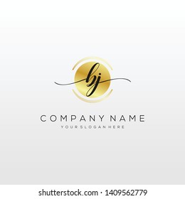 BJ handwriting initial logo template vector.