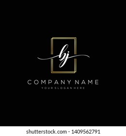 BJ handwriting initial logo template vector.